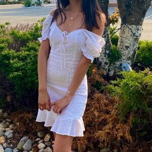 Lulus Raphael White Eyelet Mini Dress